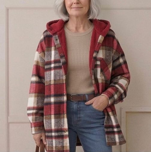 PIPER | Hooded shacket with flannel fabric