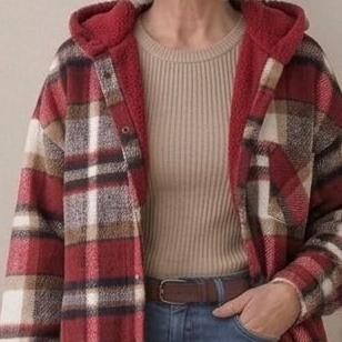 PIPER | Hooded shacket with flannel fabric