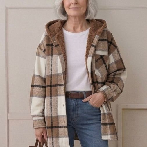 PIPER | Hooded shacket with flannel fabric