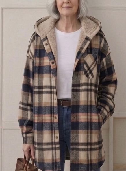 PIPER | Hooded shacket with flannel fabric