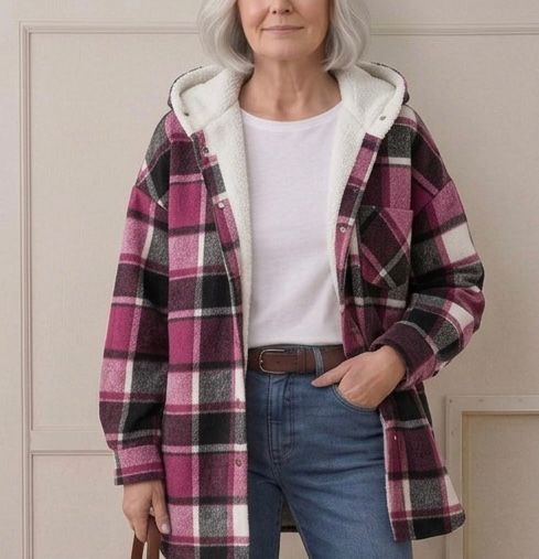 PIPER | Hooded shacket with flannel fabric