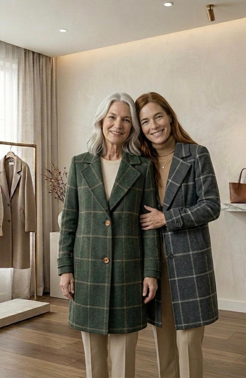 MARGARET | Long-line coat with heritage tweed