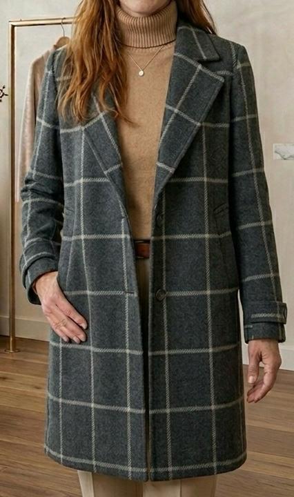 MARGARET | Long-line coat with heritage tweed