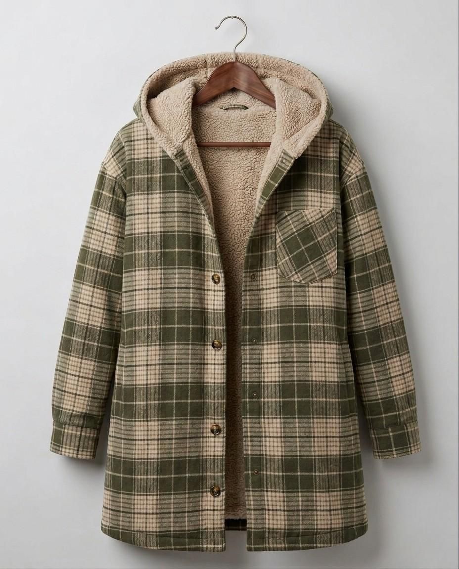 PIPER | Hooded shacket with flannel fabric