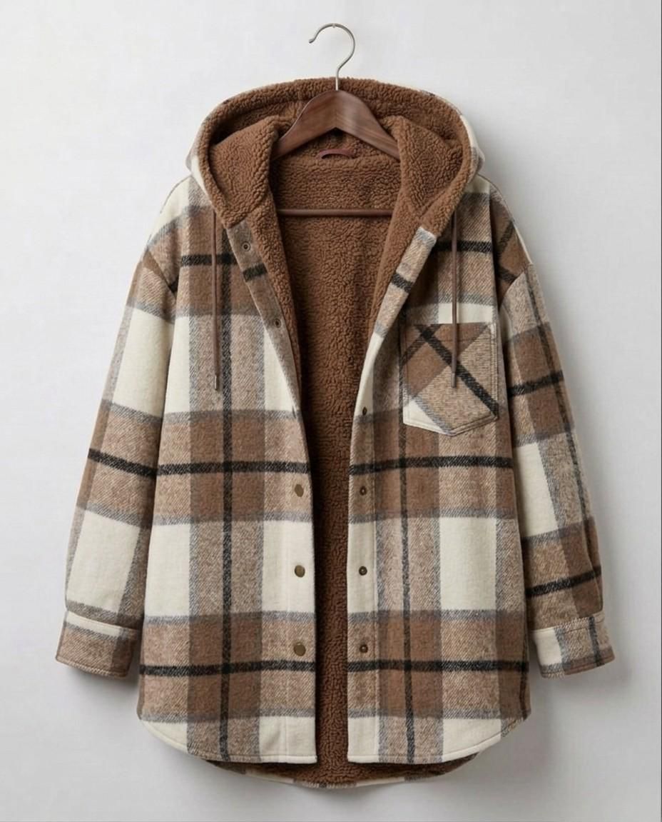 PIPER | Hooded shacket with flannel fabric