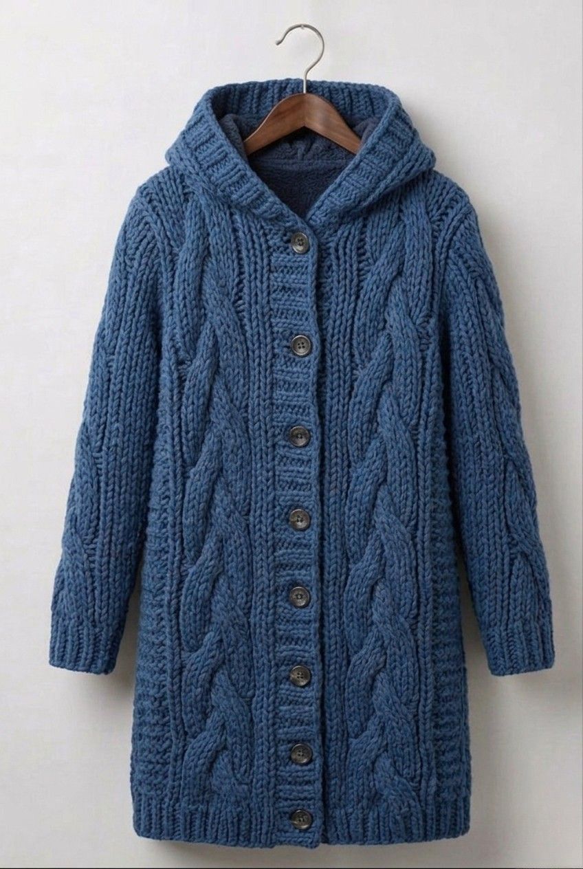 KARINA | Longline coat with cable knit