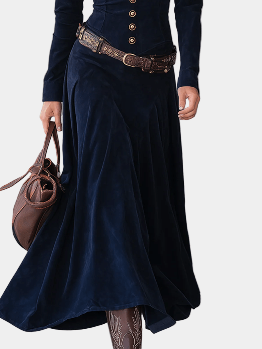 CRISTINA | Rochie lungă din suede cu guler înalt - Liora București