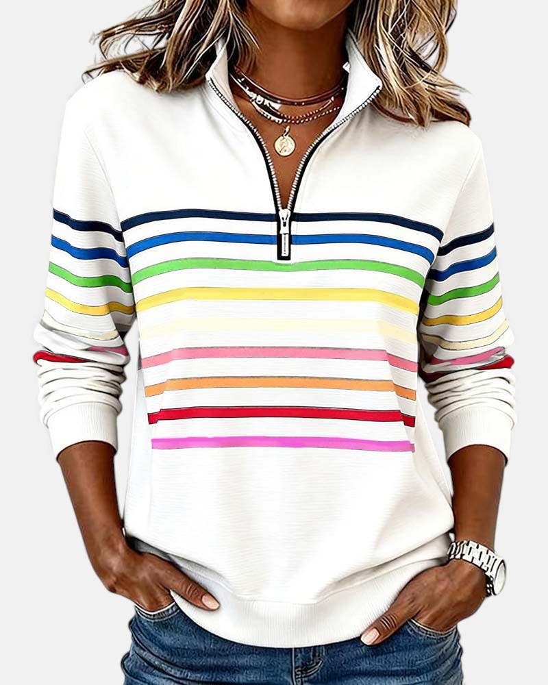 WREN | Zip sweatshirt with rainbow stripes