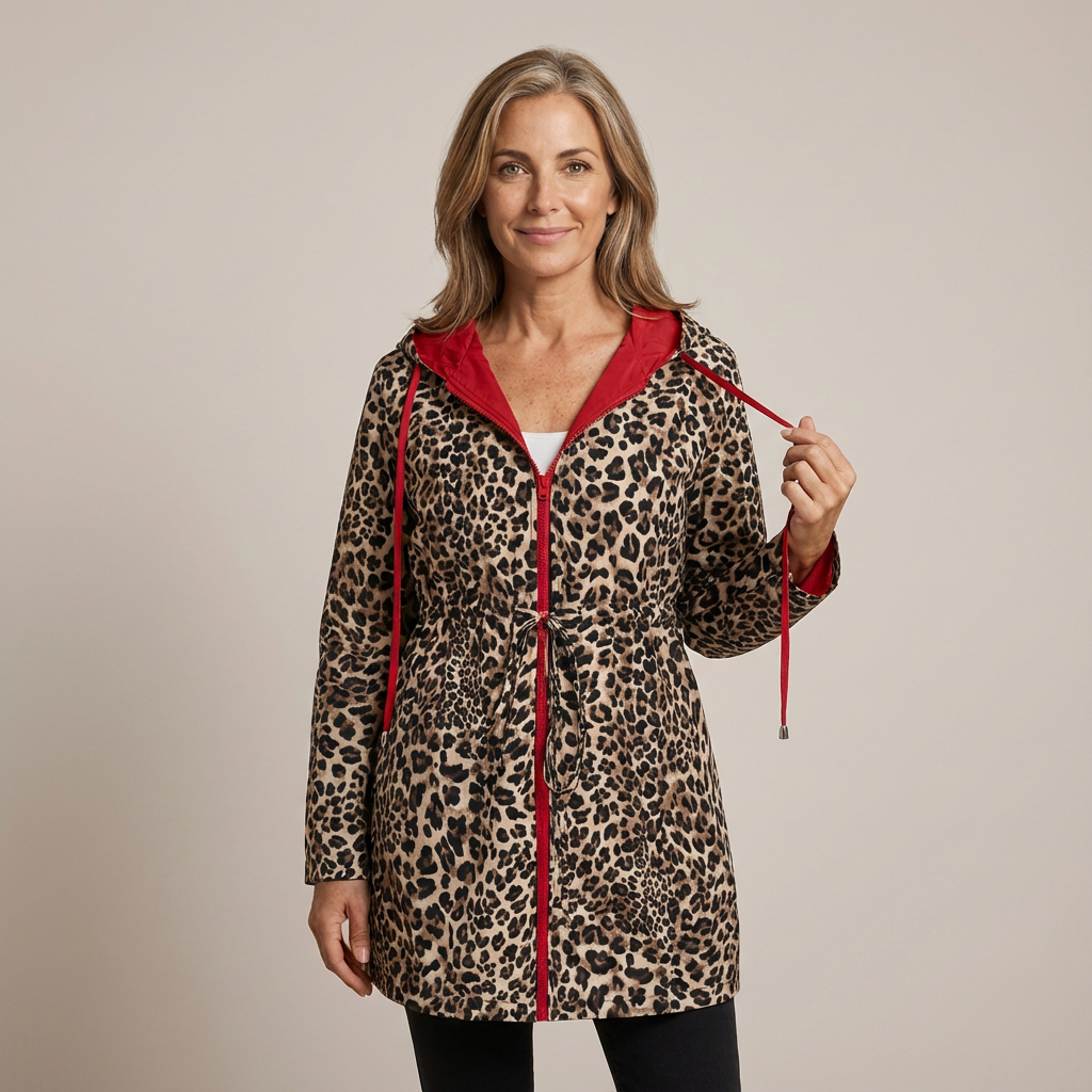 TIFFANY | Reversible hooded coat with leopard print
