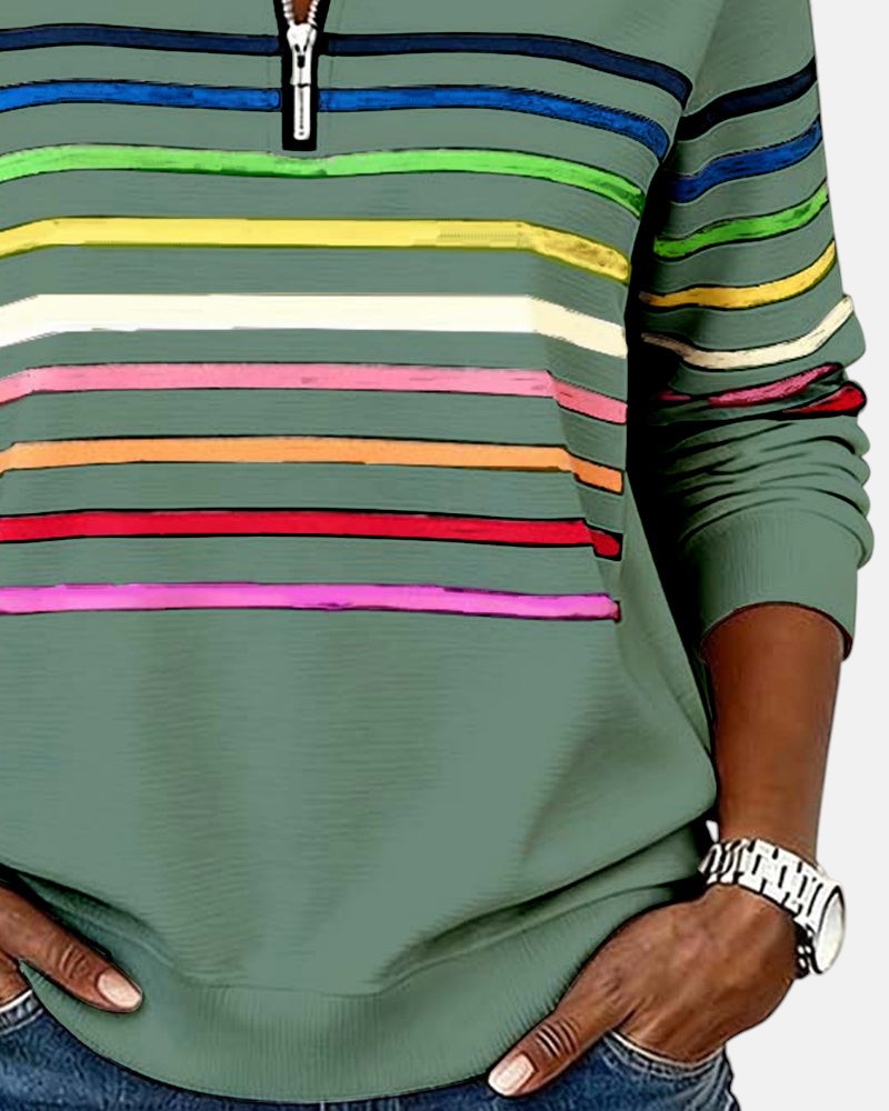 WREN | Zip sweatshirt with rainbow stripes