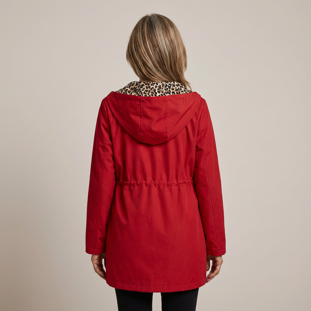 TIFFANY | Reversible hooded coat with leopard print