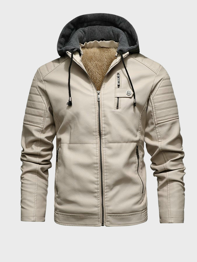 JASPER | Hooded jacket with faux leather detail