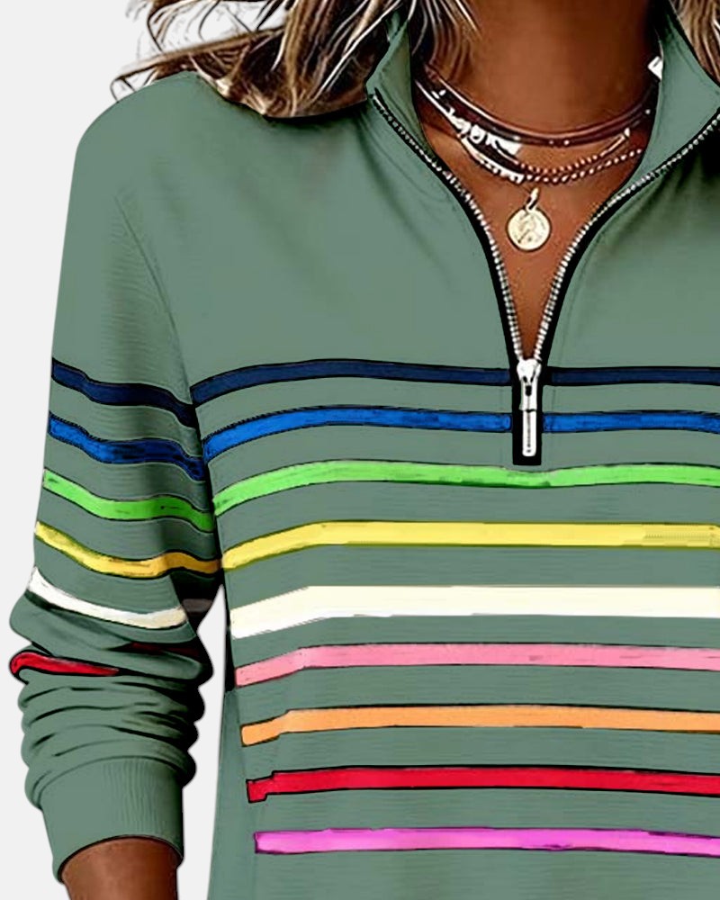 WREN | Zip sweatshirt with rainbow stripes