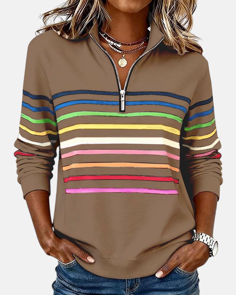 WREN | Zip sweatshirt with rainbow stripes