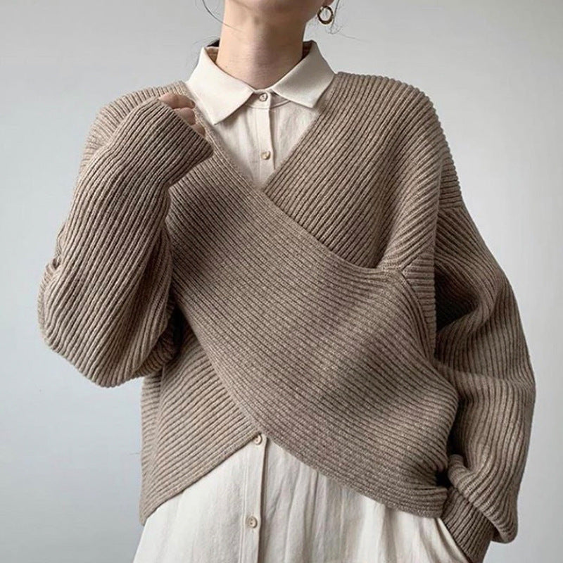 DIANA | Knit jumper with cross-over neckline