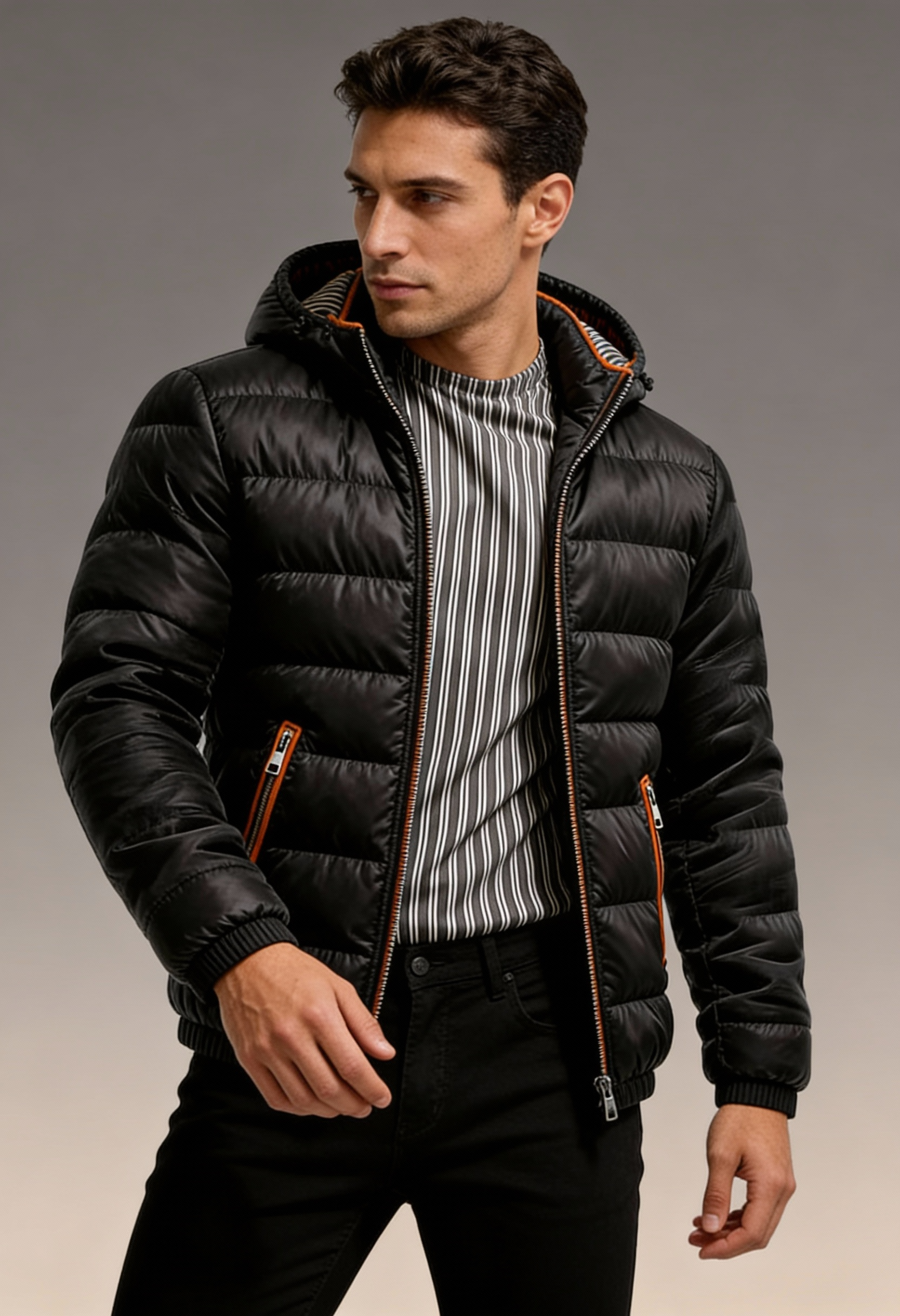 DAMIAN | Padded hoodie jacket with quilted detail