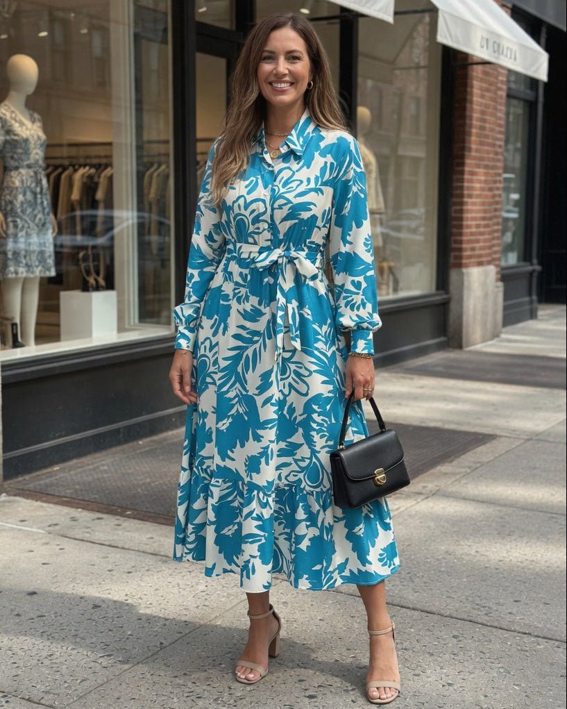 CHARLOTTE | Rochie Midi din Țesătură Fluidă cu Print Floral - Liora București