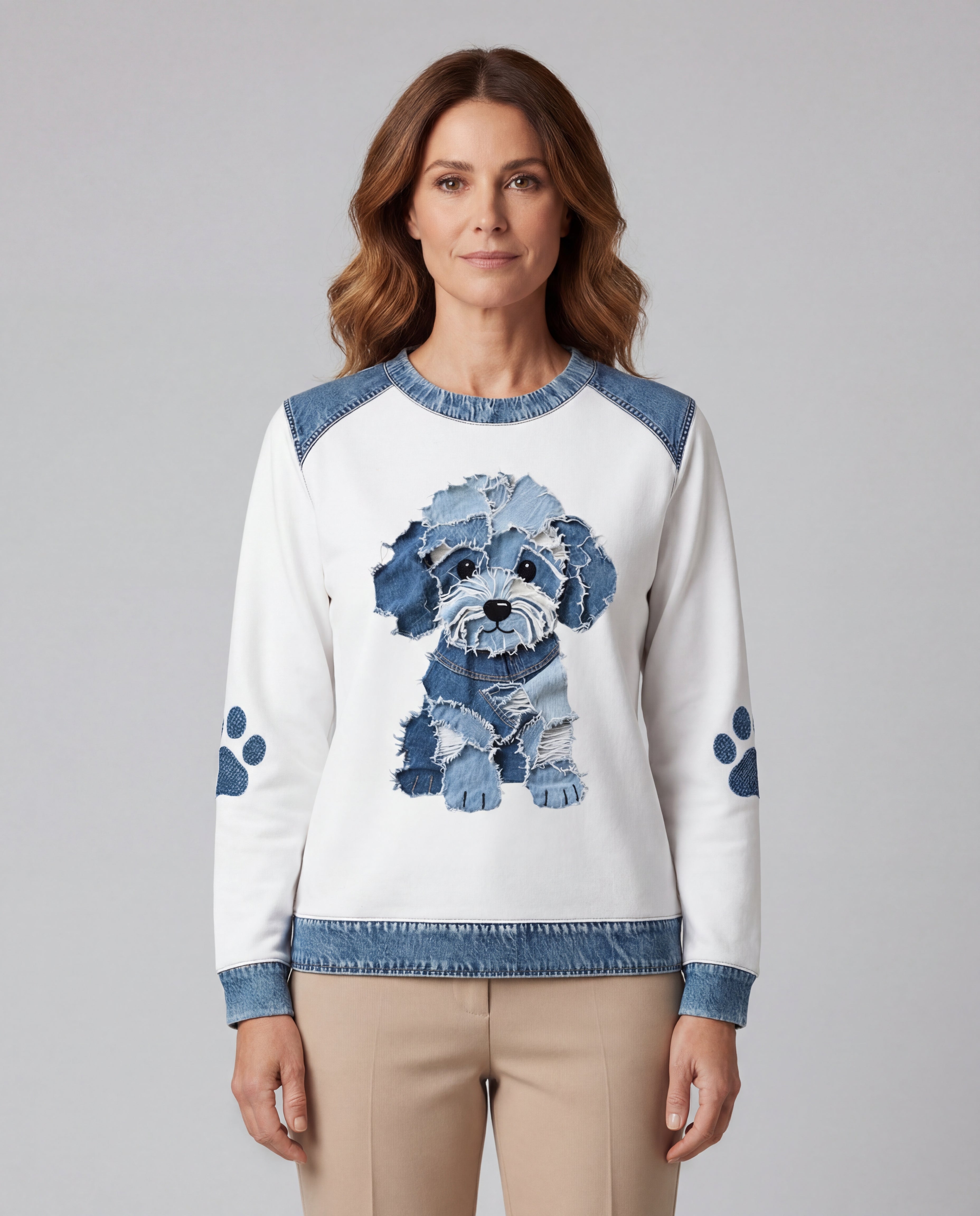 BILLIE | Sweatshirt with patchwork denim print