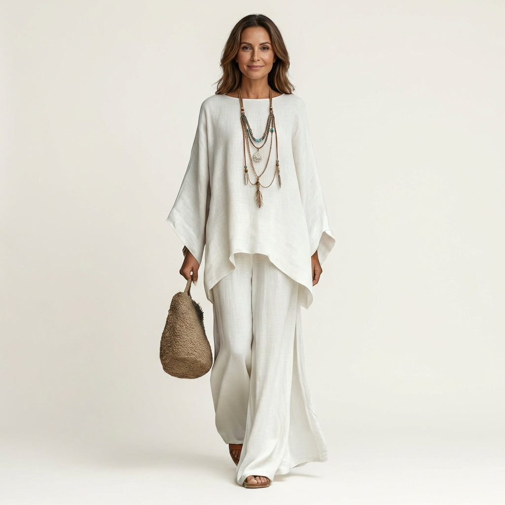 MAJOLIE | Set with wide-leg trousers