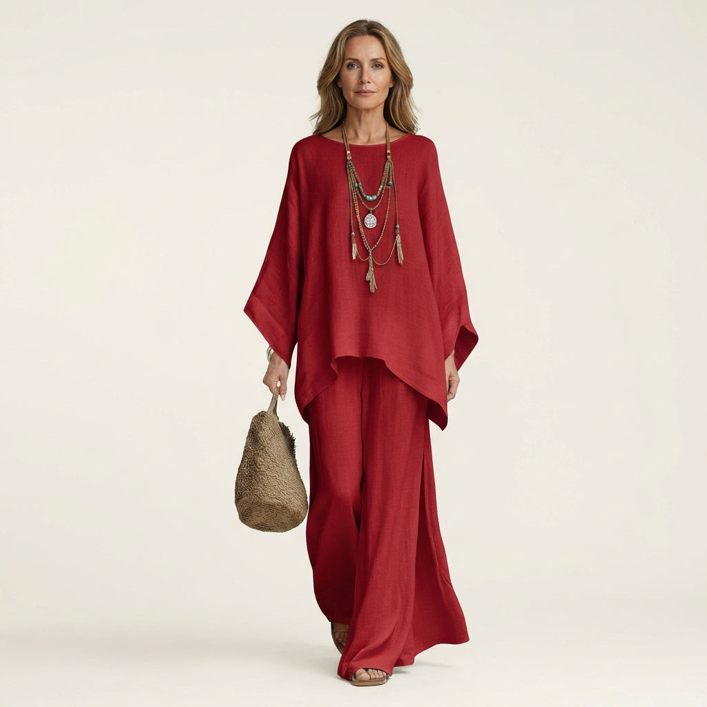 MAJOLIE | Set with wide-leg trousers