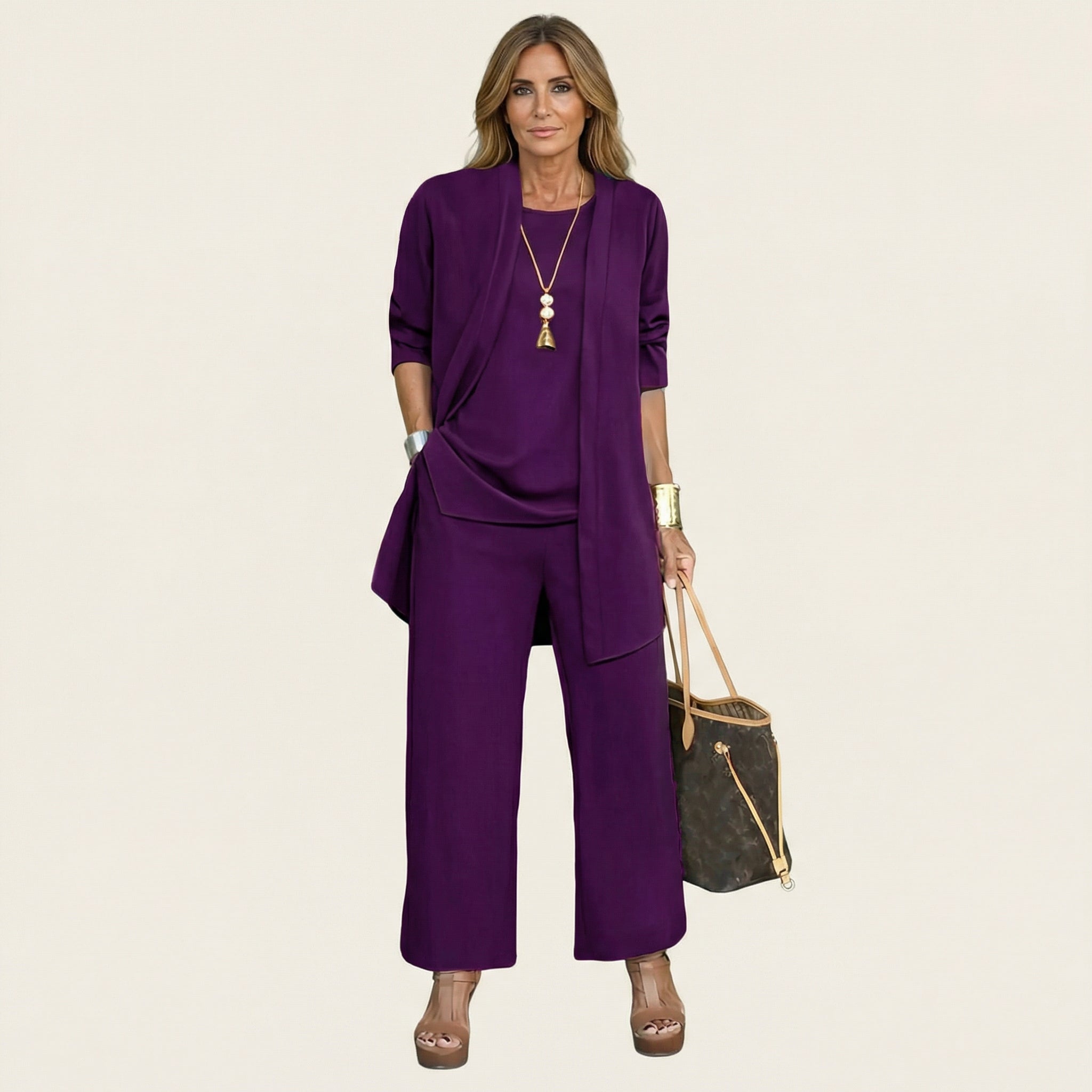VIVIENNE | Three-piece set with wide-leg trousers