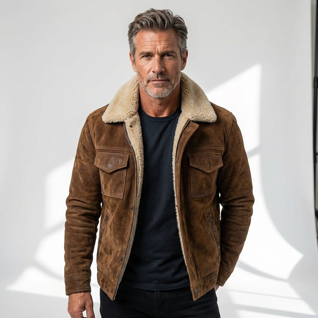 CALEB | Sherpa-lined leather jacket