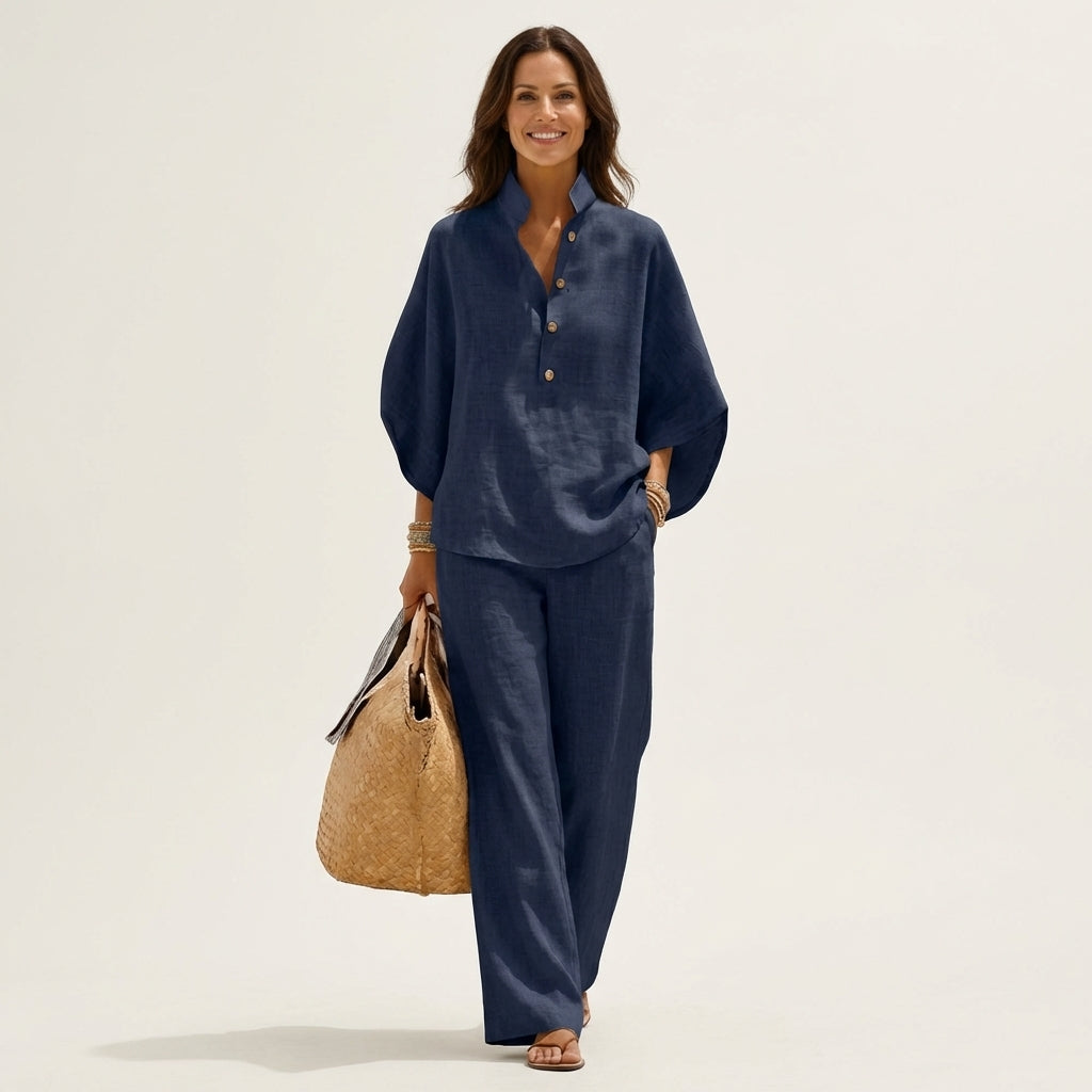 ZERAH | Two-piece set with wide-leg trousers