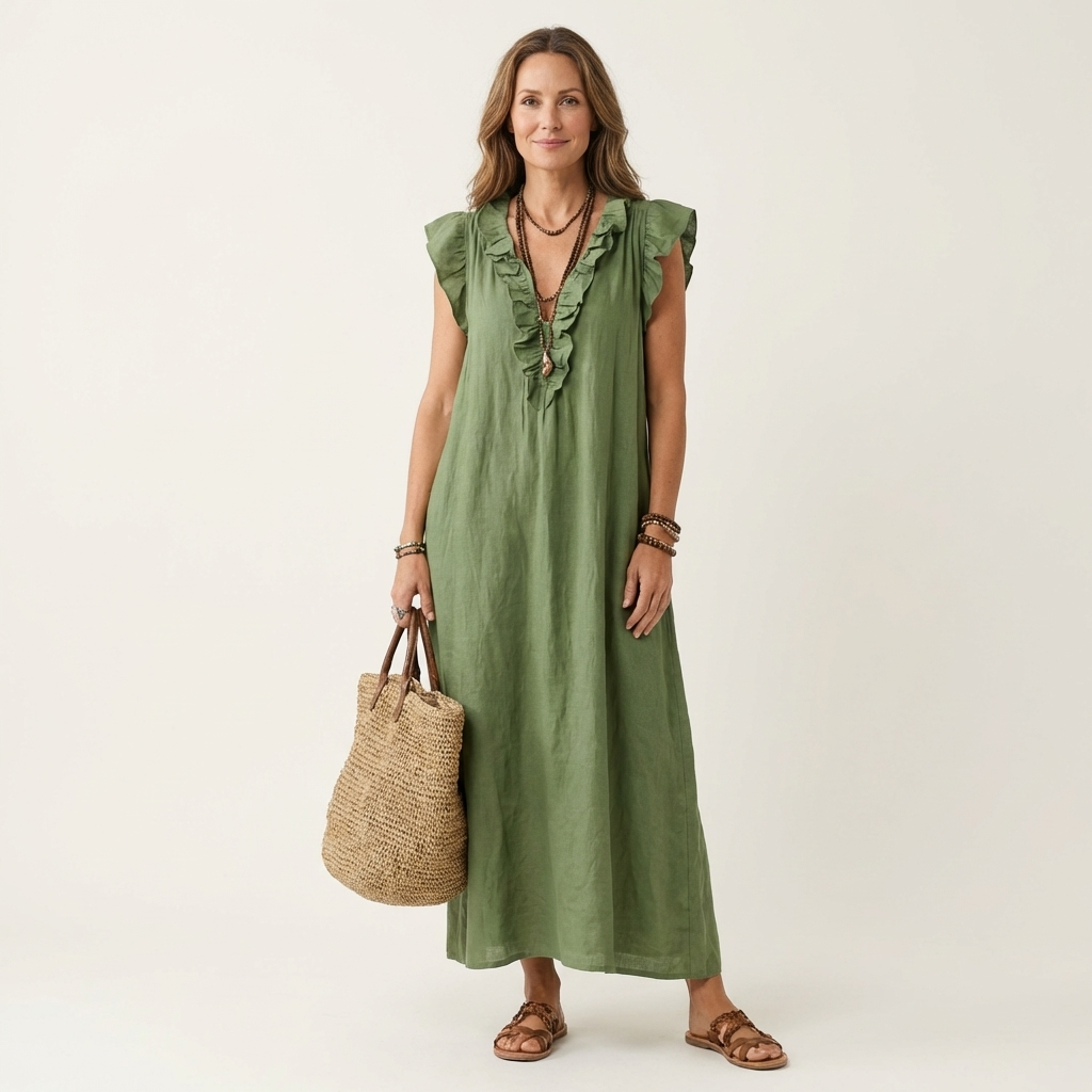 JOSETTE | Maxi dress with ruffle V-neck