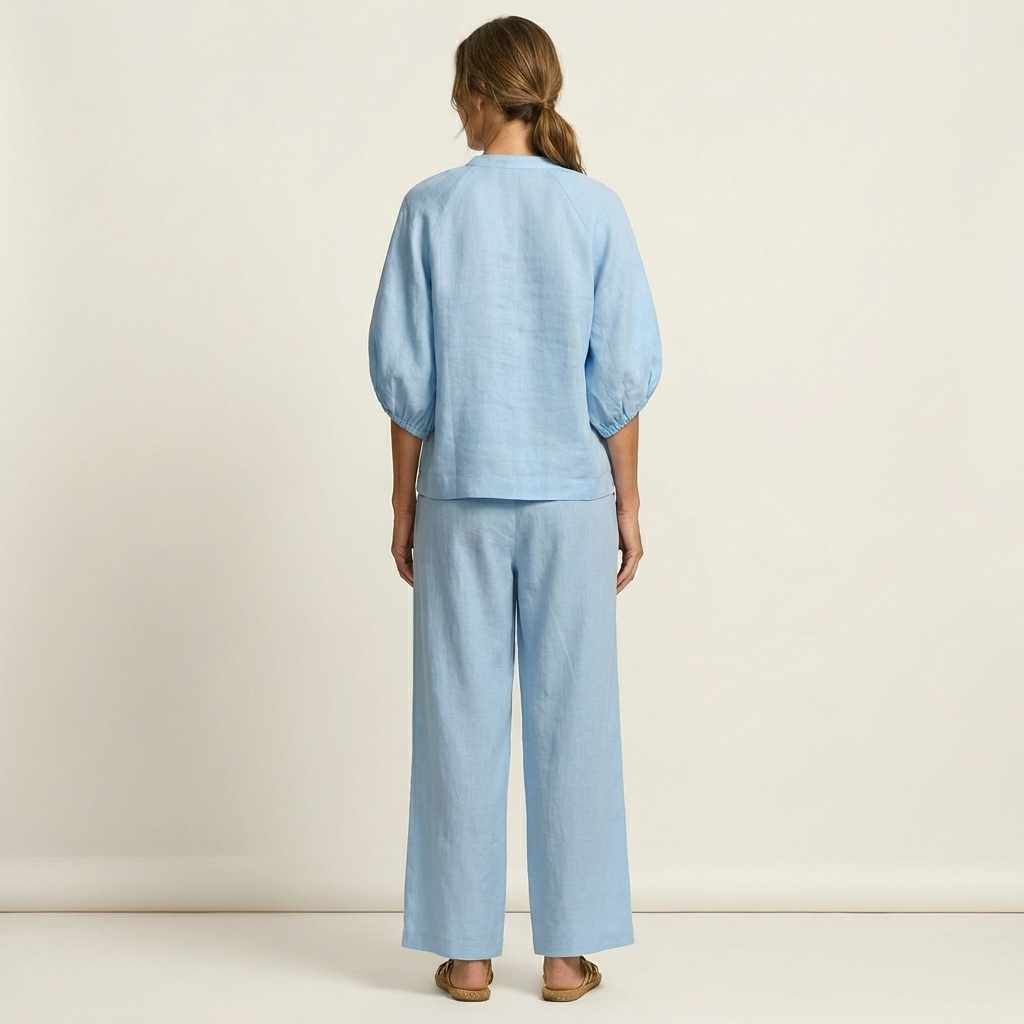 MARLOWE | Set with wide-leg trousers and puff sleeves