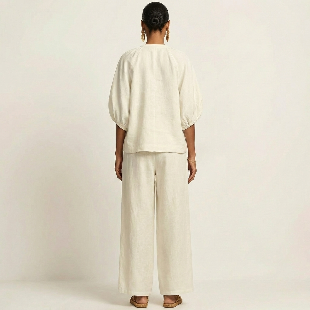 MARLOWE | Set with wide-leg trousers and puff sleeves