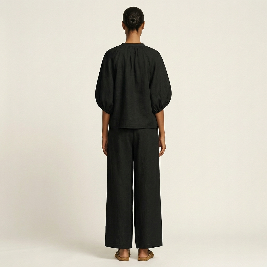 MARLOWE | Set with wide-leg trousers and puff sleeves