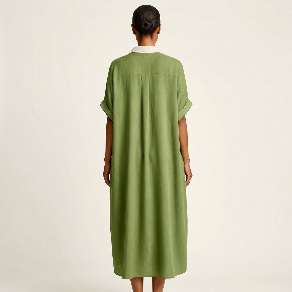 KAMIRA | Maxi shirt dress with contrast collar