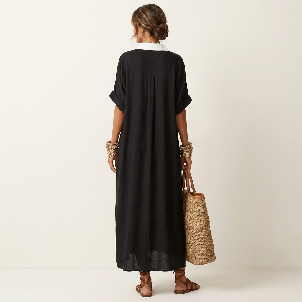 KAMIRA | Maxi shirt dress with contrast collar