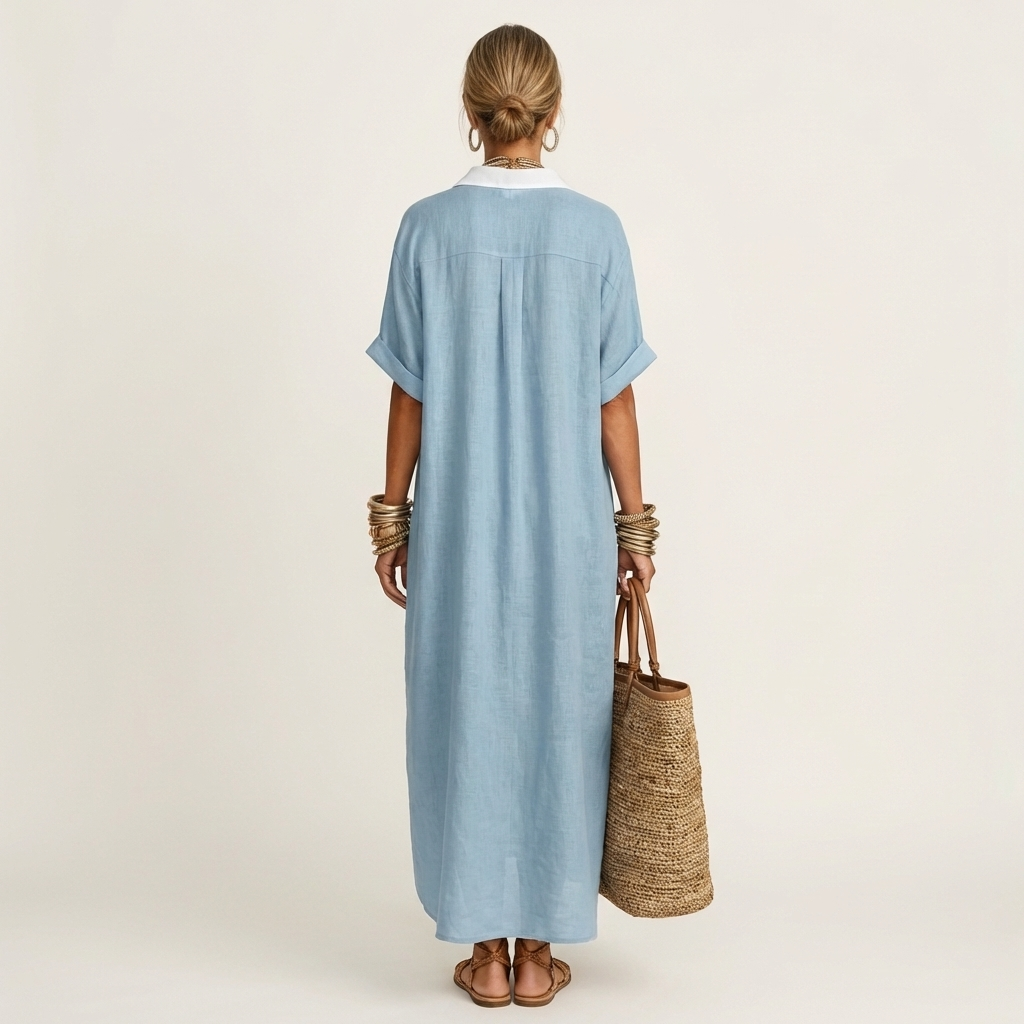 KAMIRA | Maxi shirt dress with contrast collar