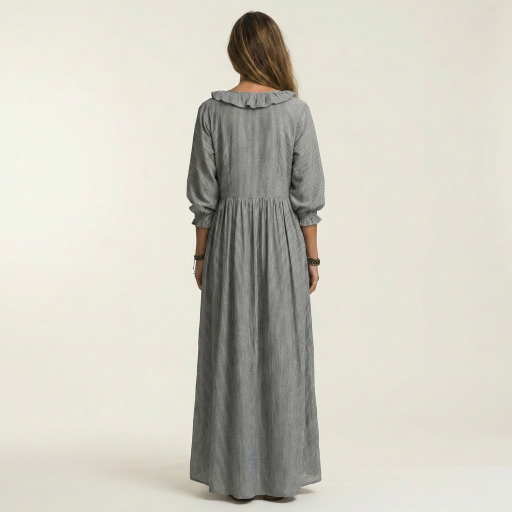 YOSETTA | Maxi dress with ruffle V-neck