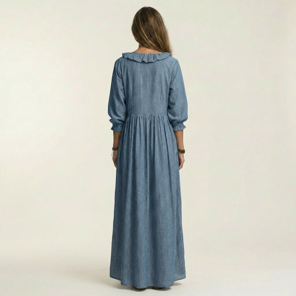 YOSETTA | Maxi dress with ruffle V-neck