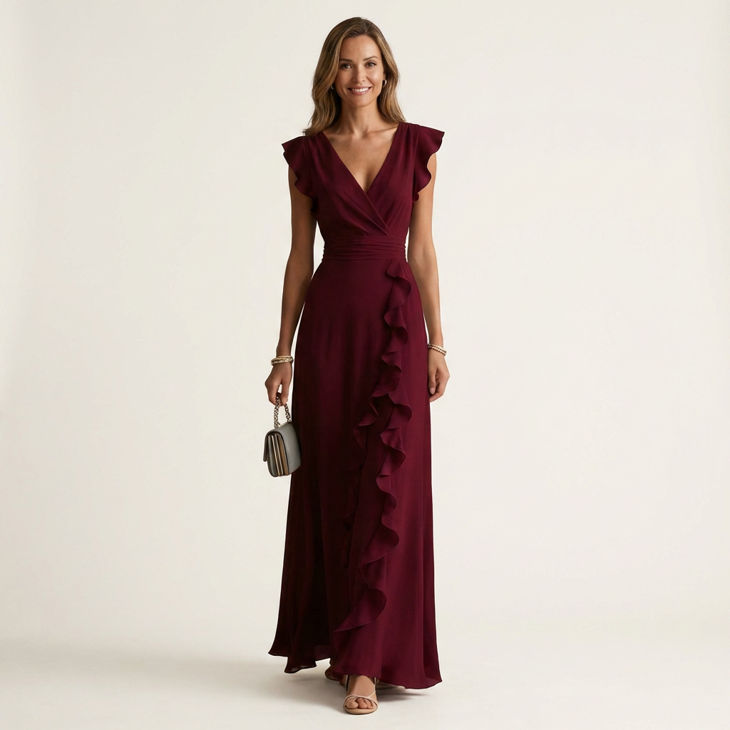 NELLYANA | Maxi dress with cascading ruffle