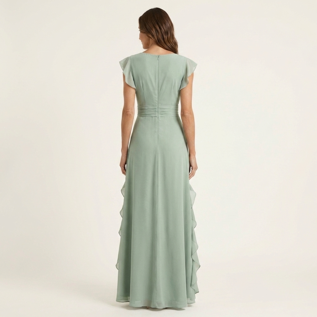 NELLYANA | Maxi dress with cascading ruffle