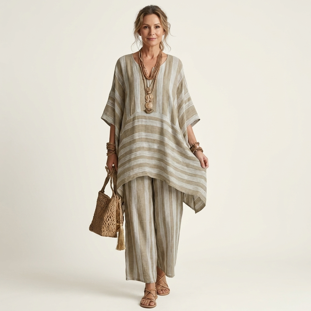 KIARA | Two-piece set with wide-leg striped pants