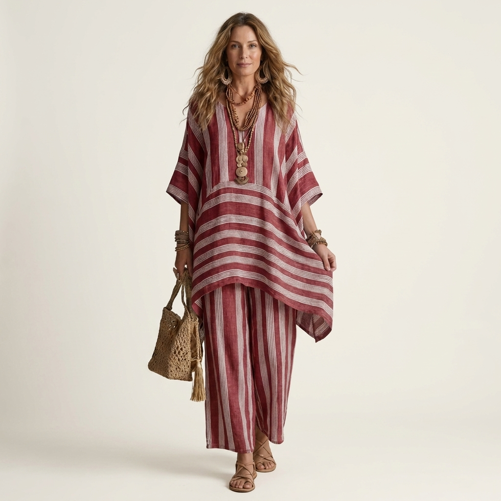 KIARA | Two-piece set with wide-leg striped pants