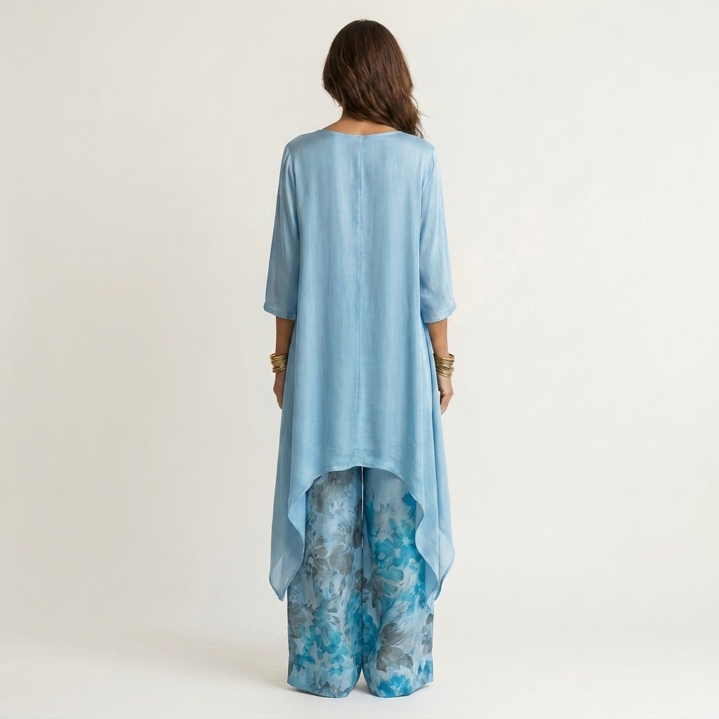 CARIOLA | Set with printed wide-leg trousers
