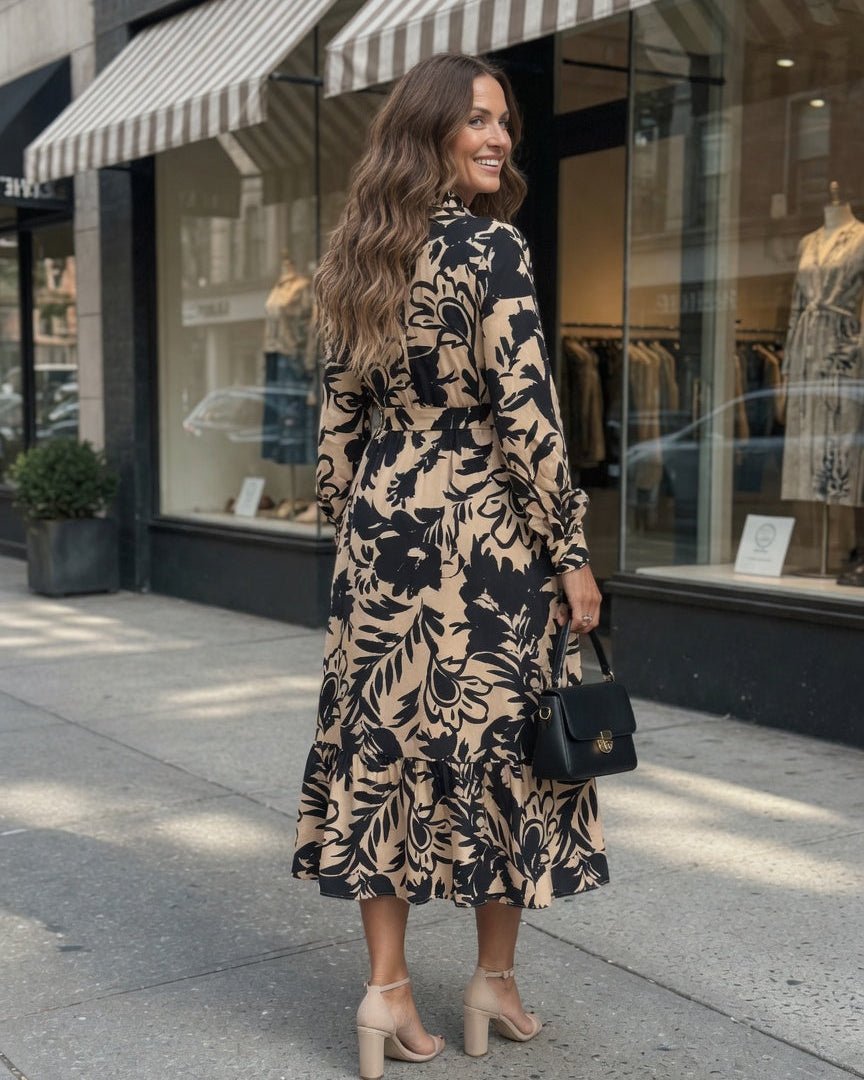 CHARLOTTE | Rochie Midi din Țesătură Fluidă cu Print Floral - Liora București