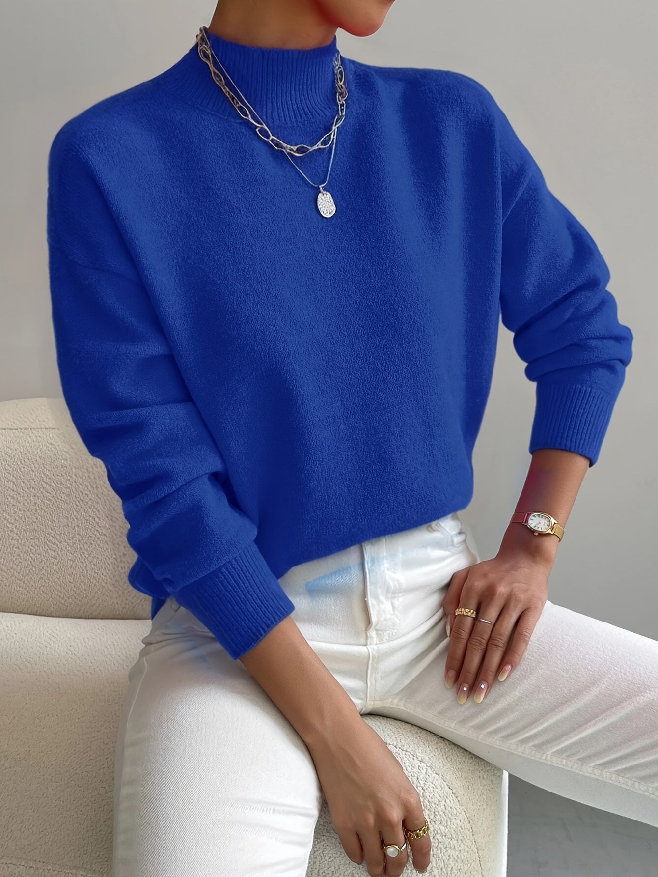 ELEANOR | Polo neck jumper with ribbed cuffs