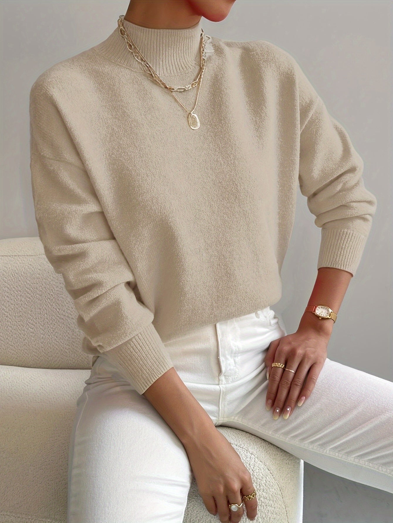 ELEANOR | Polo neck jumper with ribbed cuffs