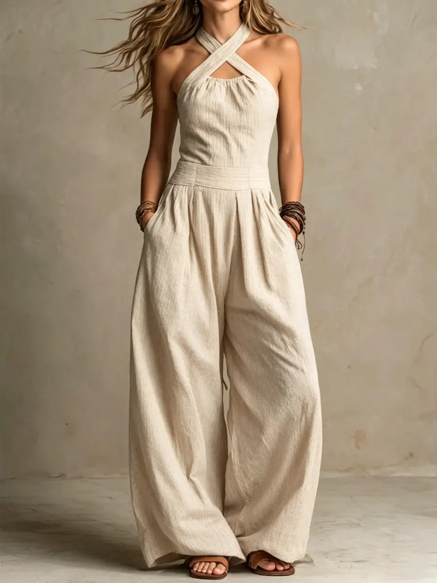 BIANCA | Jumpsuit with crossover neckline