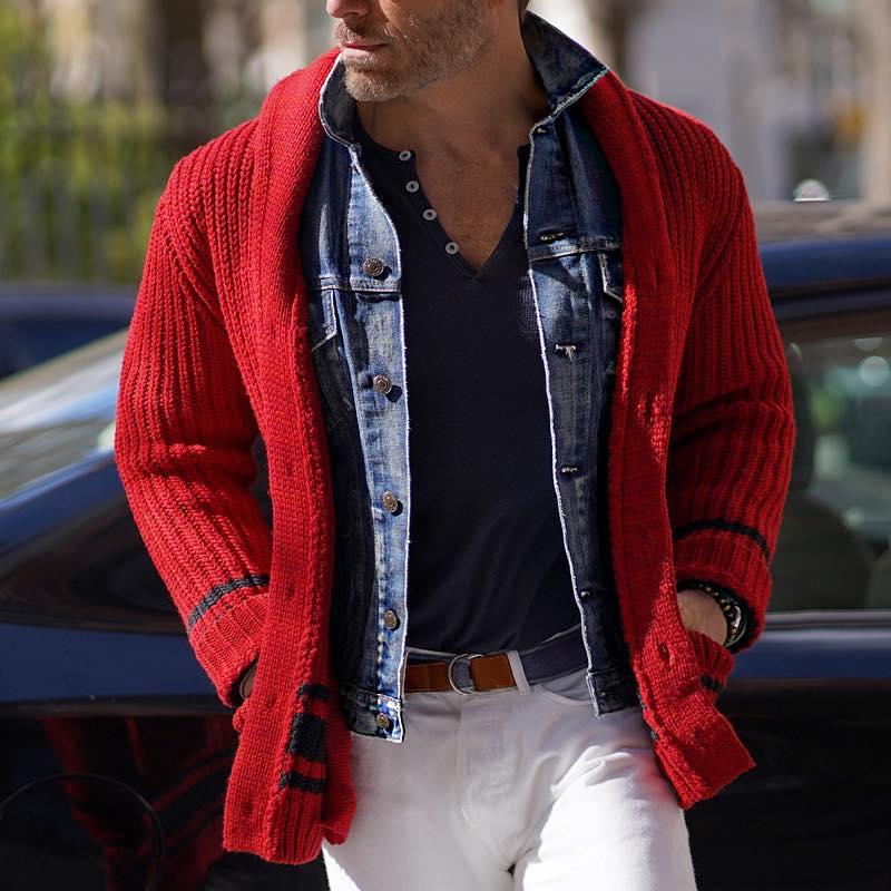 FELIX | Cardigan with colourblock stripes
