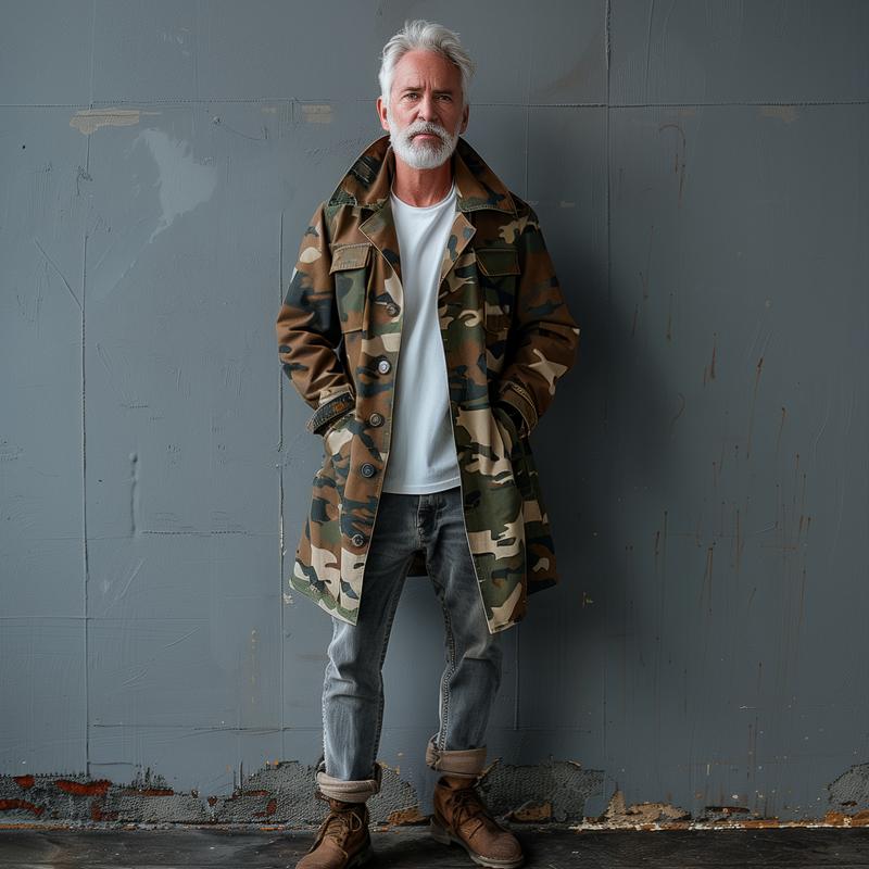RONAN | Trench coat with camouflage print
