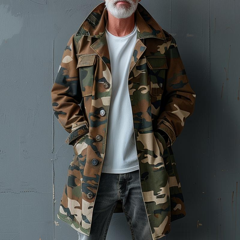 RONAN | Trench coat with camouflage print