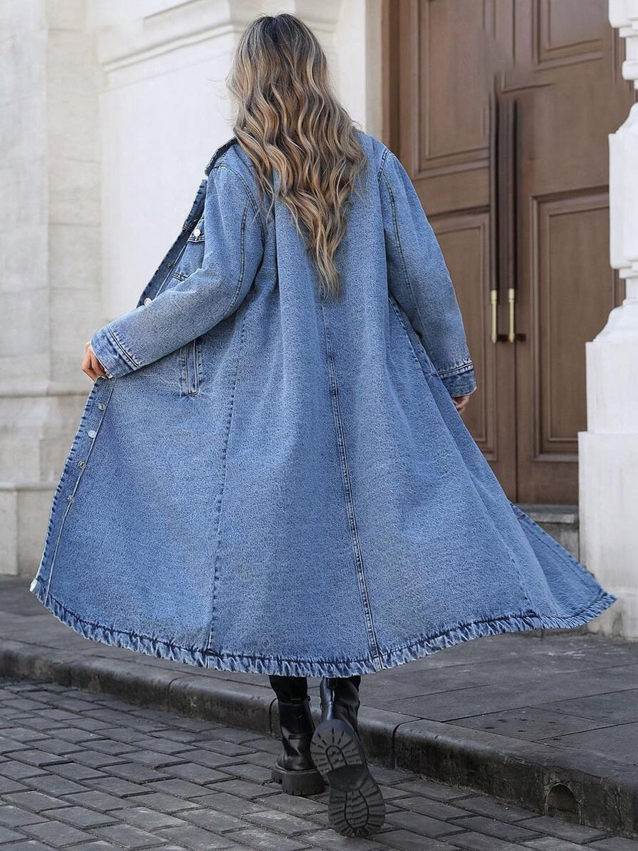 MARISOL | Long denim jacket with printed detail
