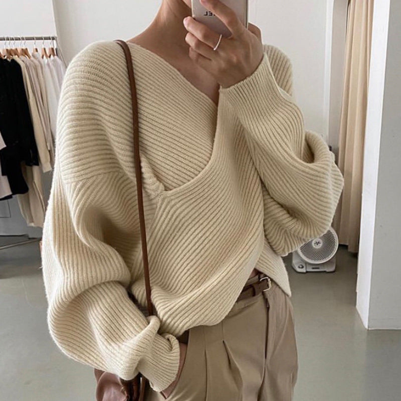DIANA | Knit jumper with cross-over neckline